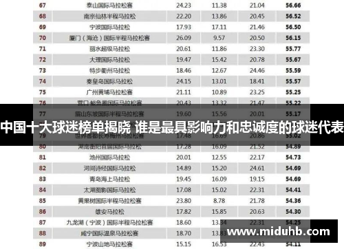 中国十大球迷榜单揭晓 谁是最具影响力和忠诚度的球迷代表